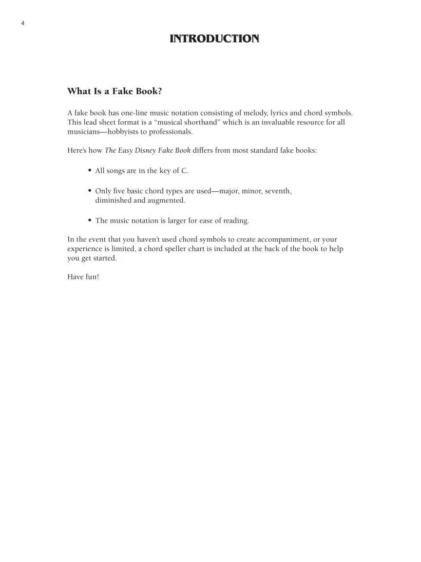 The Easy Disney Fake Book: 100 Songs in the Key of "C"
