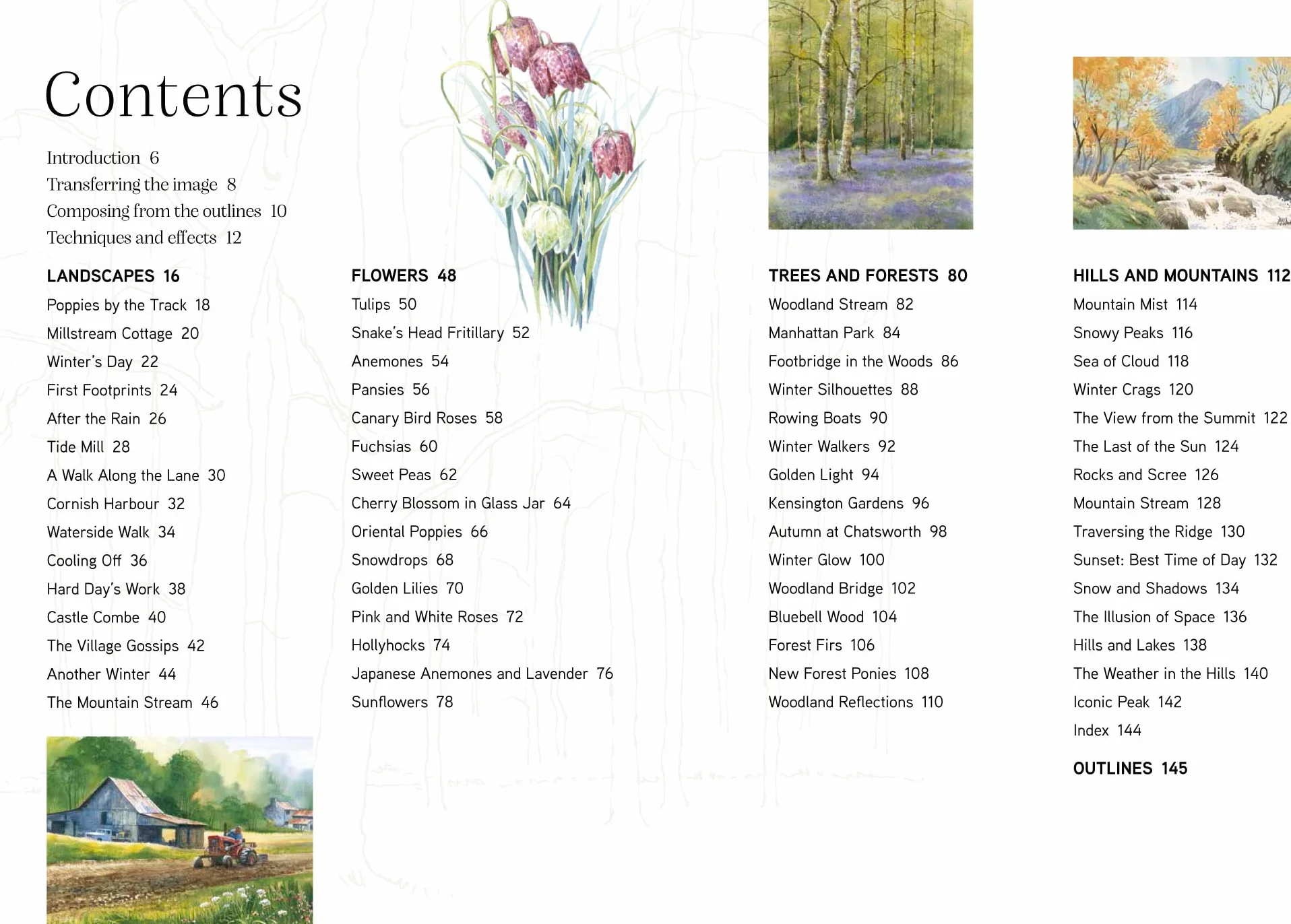 The Watercolour Sourcebook: 60 Inspiring Pictures to Transfer and Paint with Full-Size Outlines (What to Paint)