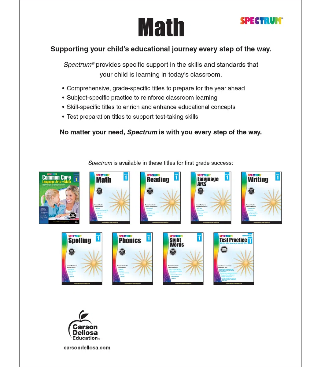 Spectrum Math Workbook, Grade 1