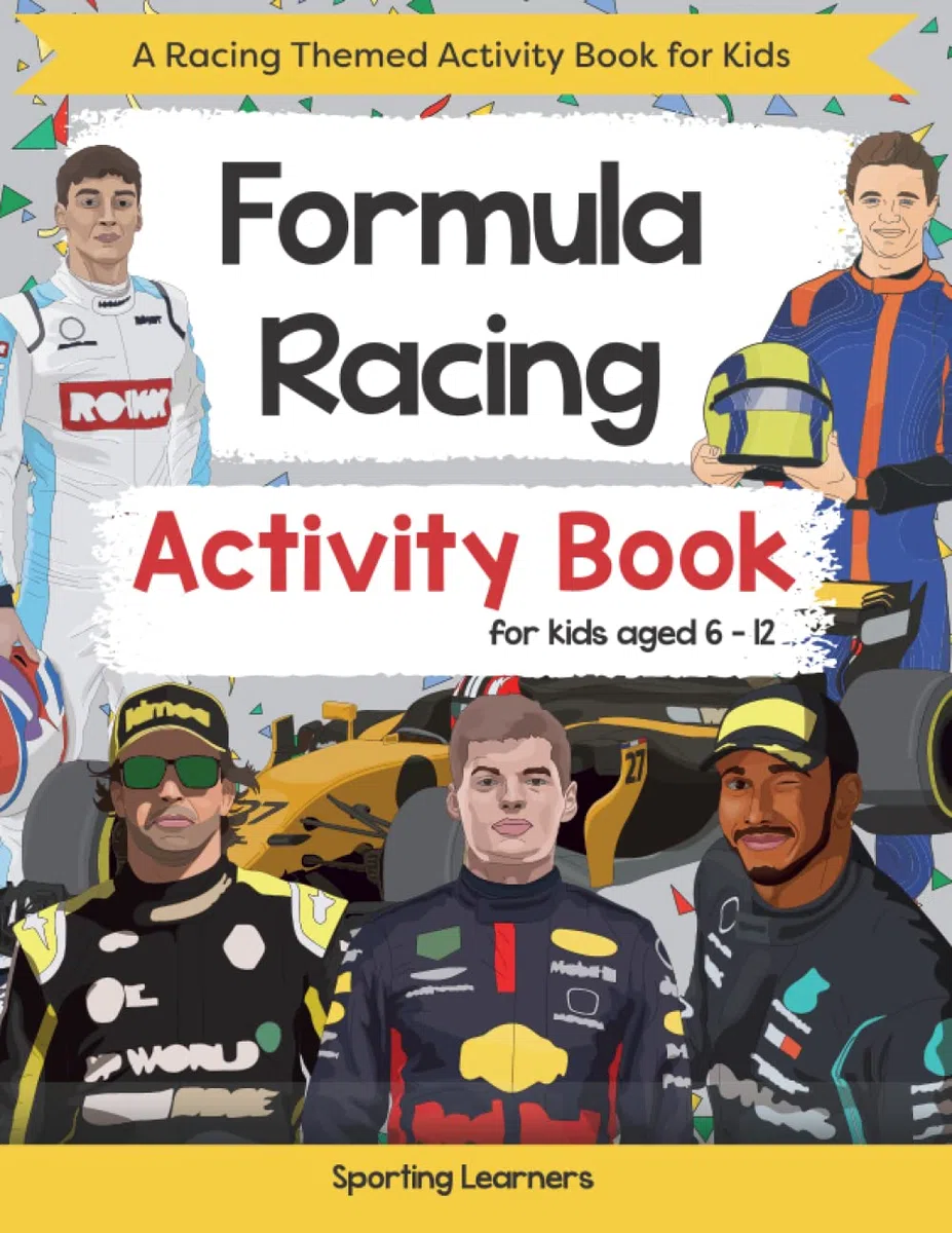 Formula Racing Activity Book For Kids Aged 6-12: Motor Racing Themed Word searches, Mazes, Dot to dot, Colouring in, Trivia