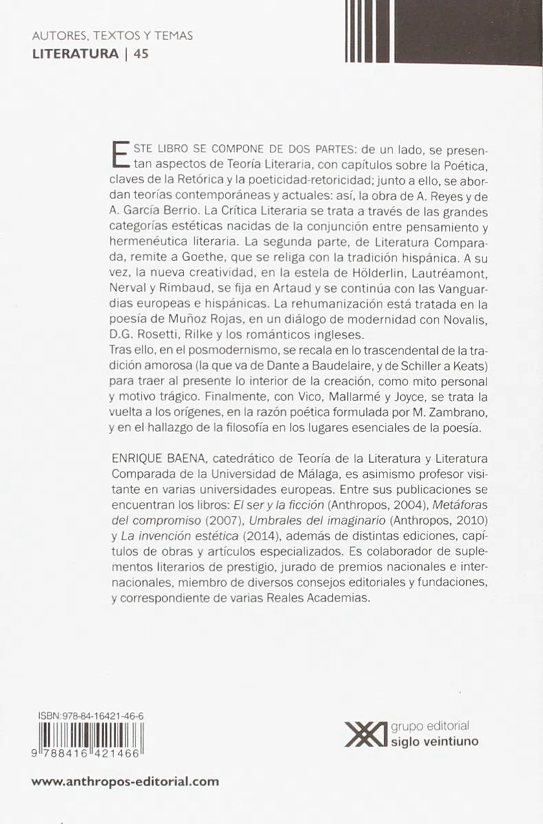 Estudios de teoria y literatura comparada: De Goethe a Machado y de las Vanguardias a la Poética actual (Autores, Textos y Temas. Literatura)