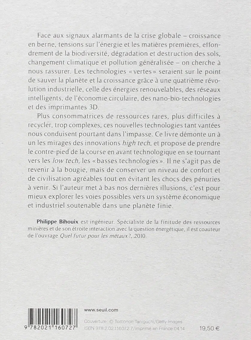 L'Âge des low tech: Vers une civilisation techniquement soutenable (Anthropocène)