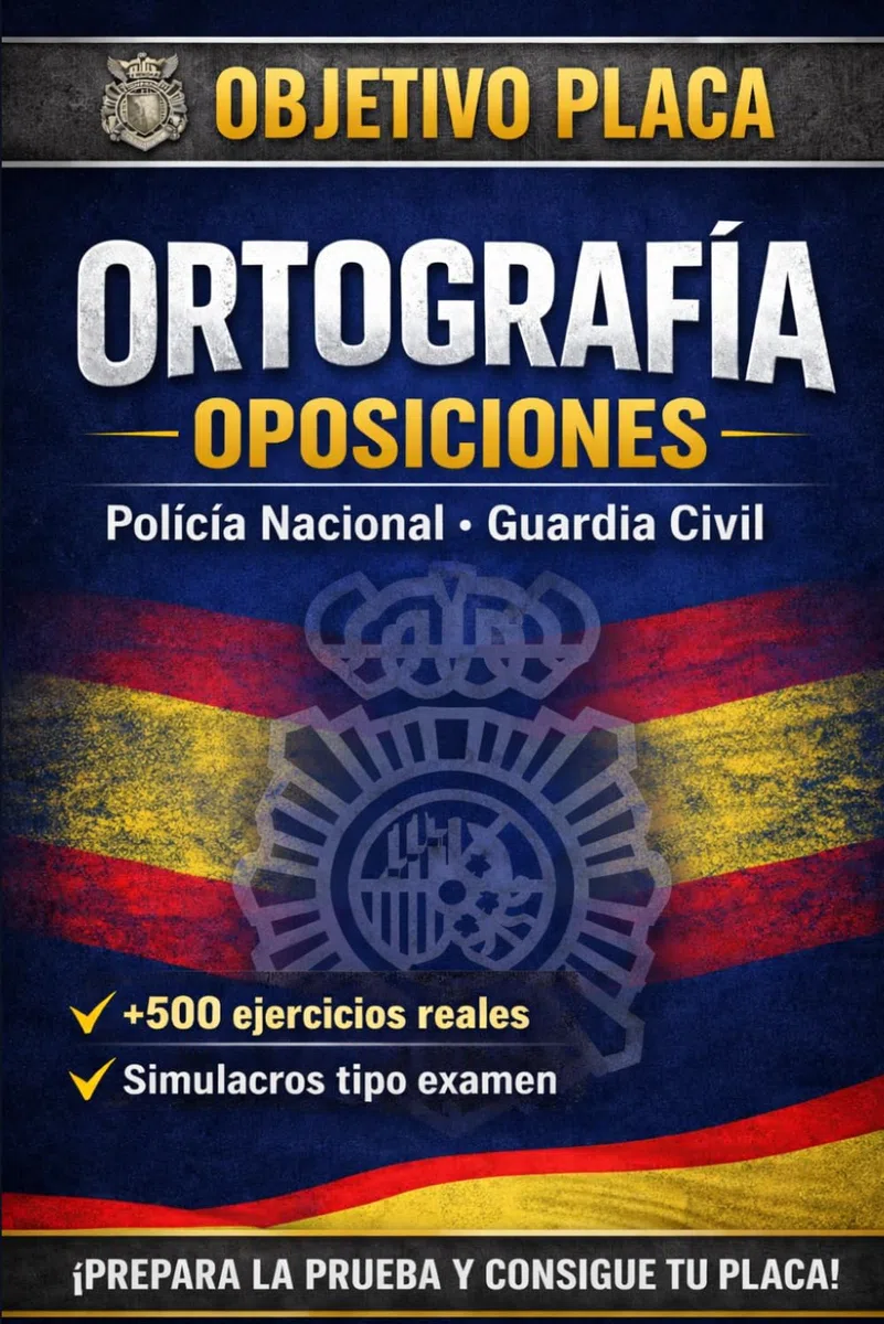 OBJETIVO PLACA: Ortografía para Oposiciones: Policía Nacional y Guardia Civil — Reglas esenciales, palabras trampa, tildes y más de 500 ejercicios con simulacros tipo examen