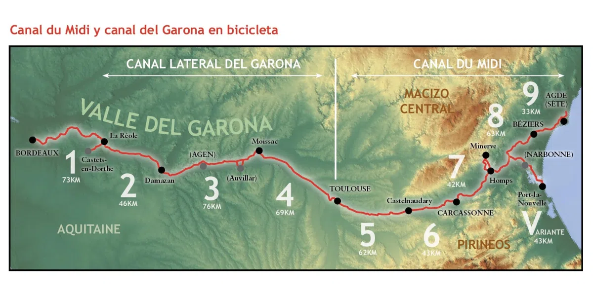 Canal du Midi y Canal del Garona: El Canal de los Dos Mares en Bicicleta: 34 (Bici:map)