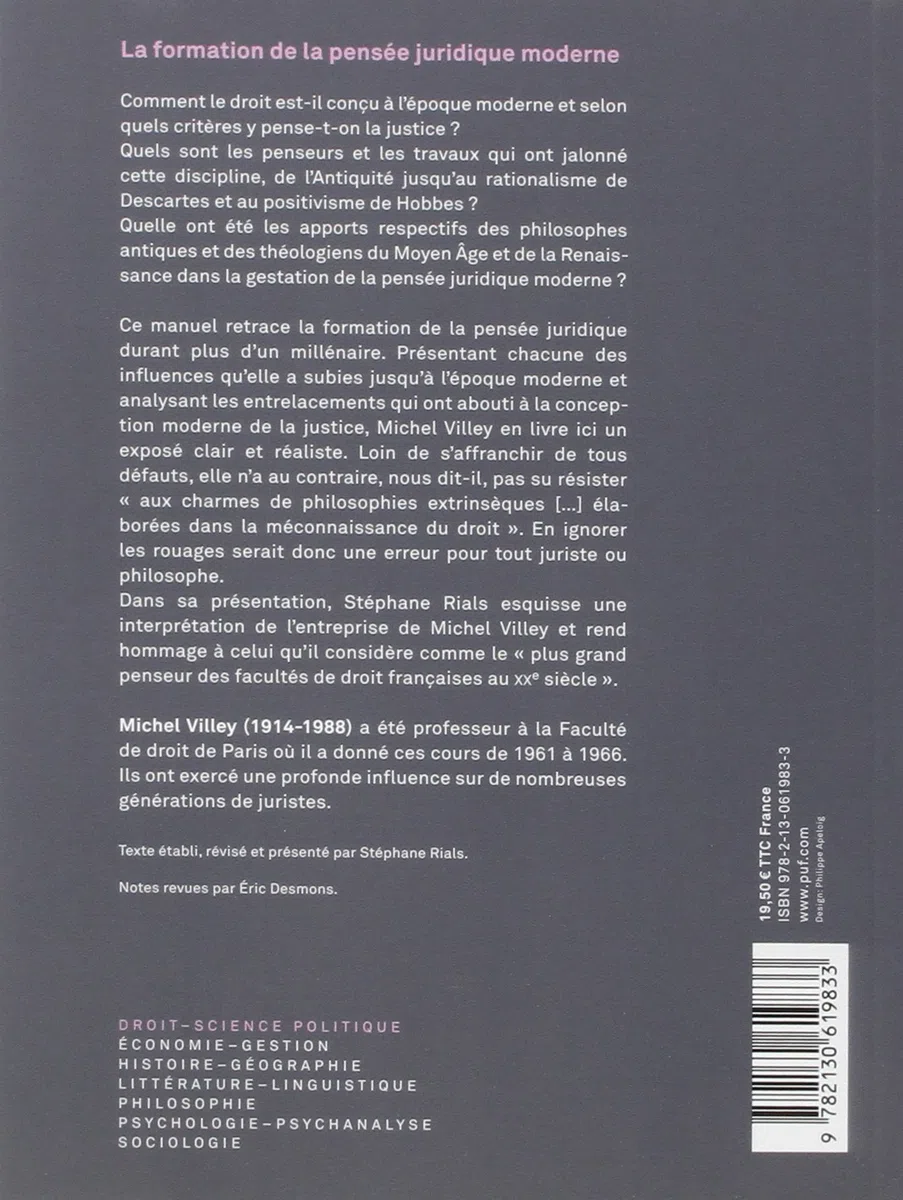 La formation de la pensée juridique moderne