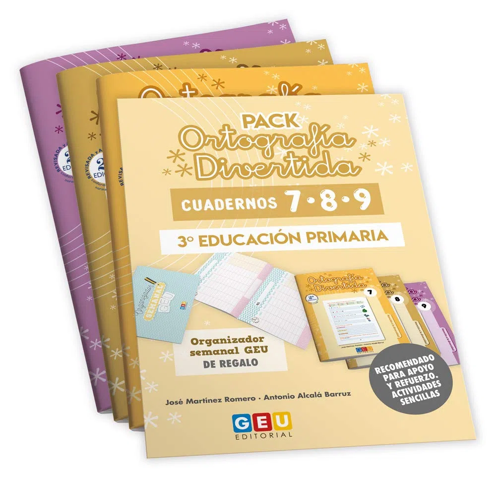 Pack Ortografía Divertida 3º primaria: Cuadernos 7, 8 y 9 | Material De Refuerzo Actividades sencillas | Editorial Geu (Niños de 8 a 9 años)
