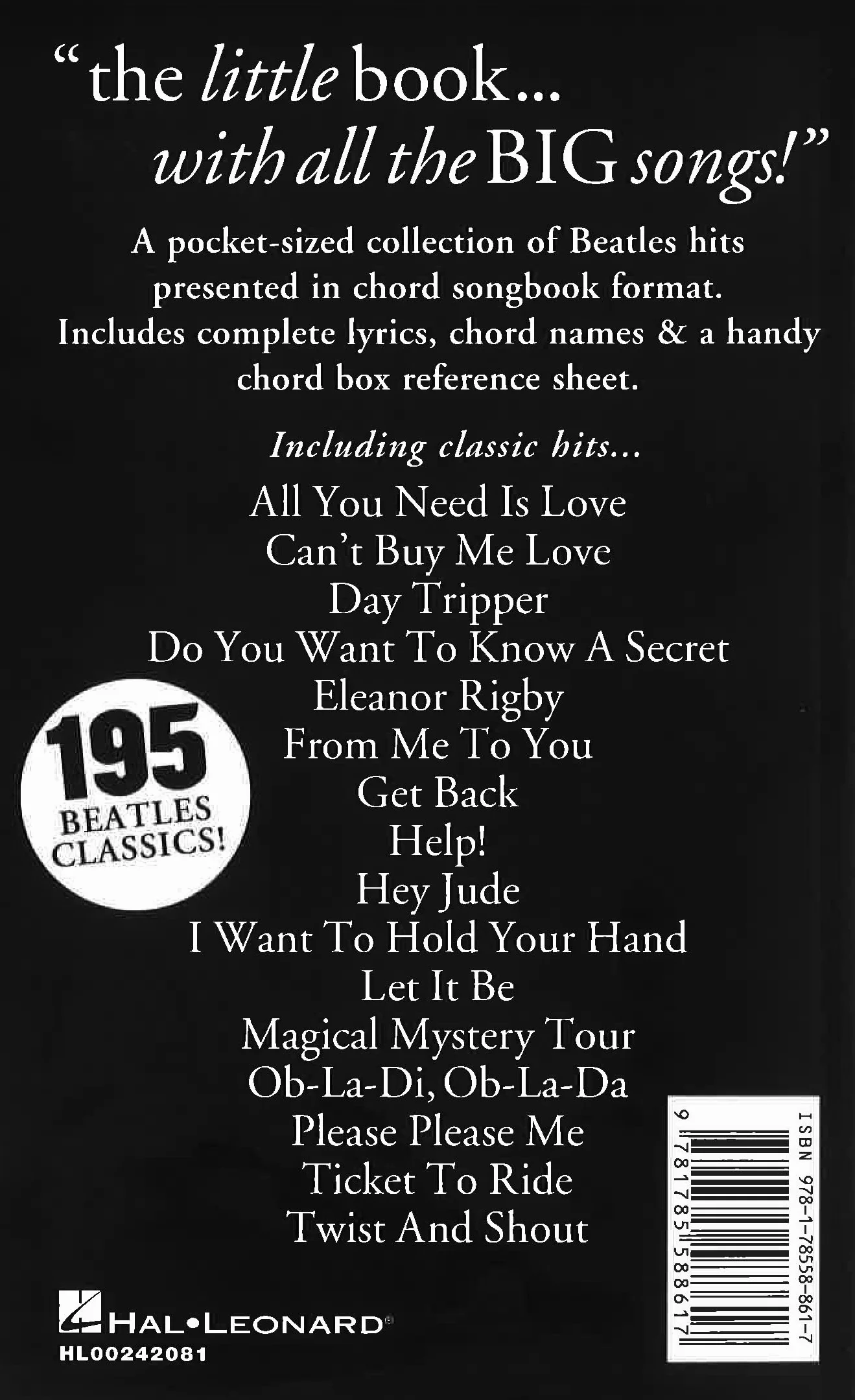 The little black songbook : the beatles - paroles et accords (194 chansons)