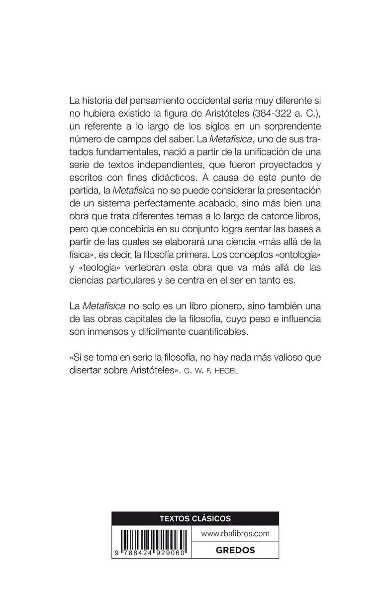 Metafísica: Edición trilingüe (Textos Clásicos Gredos)