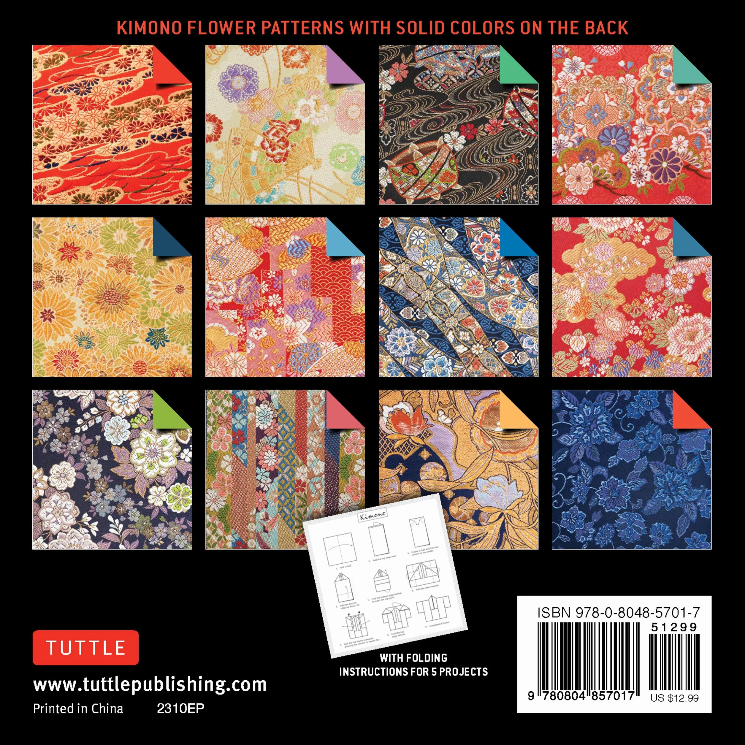 Origami Paper 500 sheets Kimono Flowers 6" (15 cm)