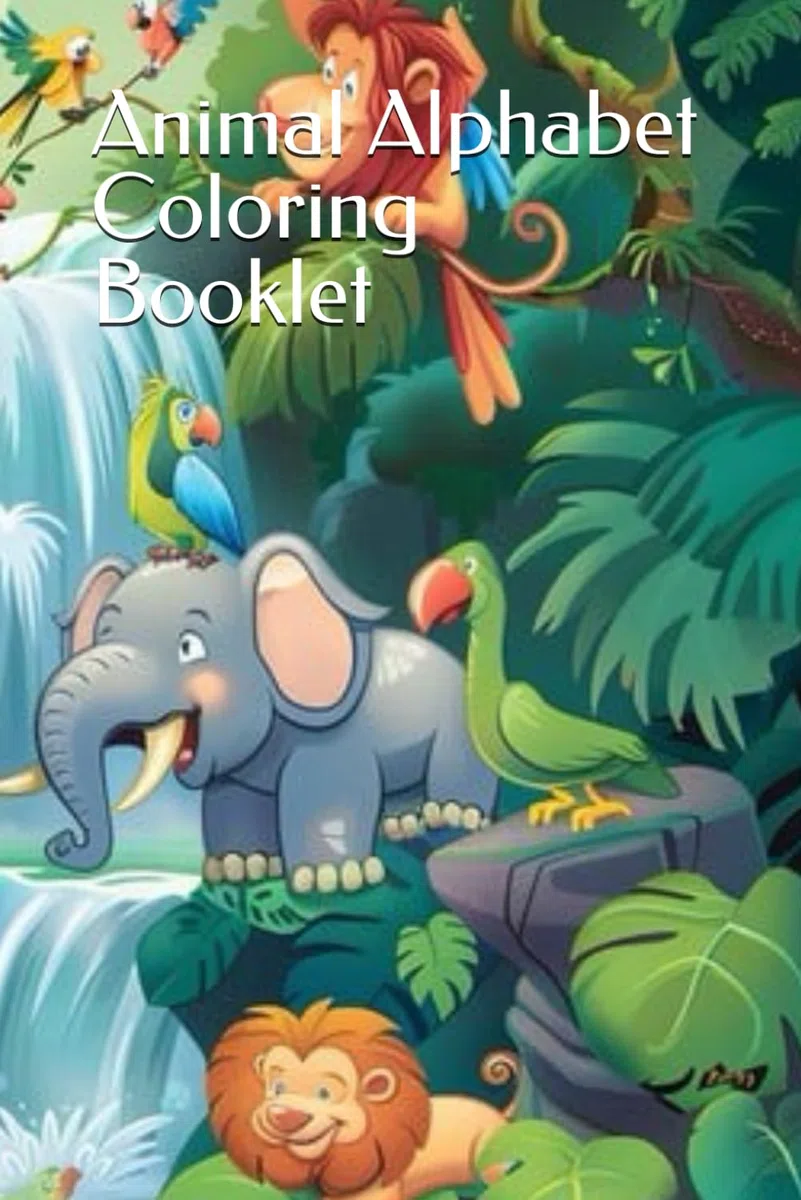 Animal Alphabet Coloring Booklet in Grayscale Illustrations
