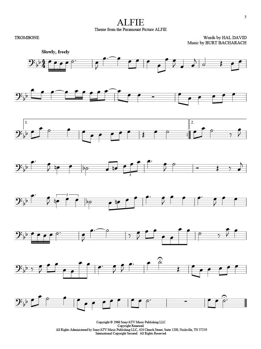 101 movie hits for trombone trombone