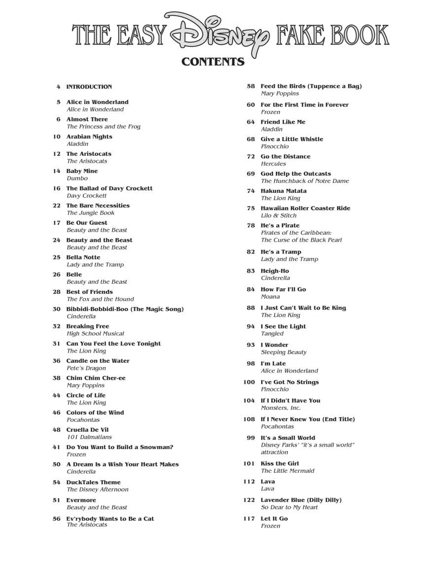 The Easy Disney Fake Book: 100 Songs in the Key of "C"