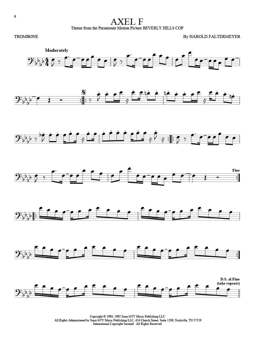101 movie hits for trombone trombone